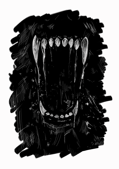 4I look up and see teeth, shiny and sharp